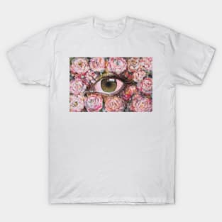 flowers with green eye dewy art T-Shirt